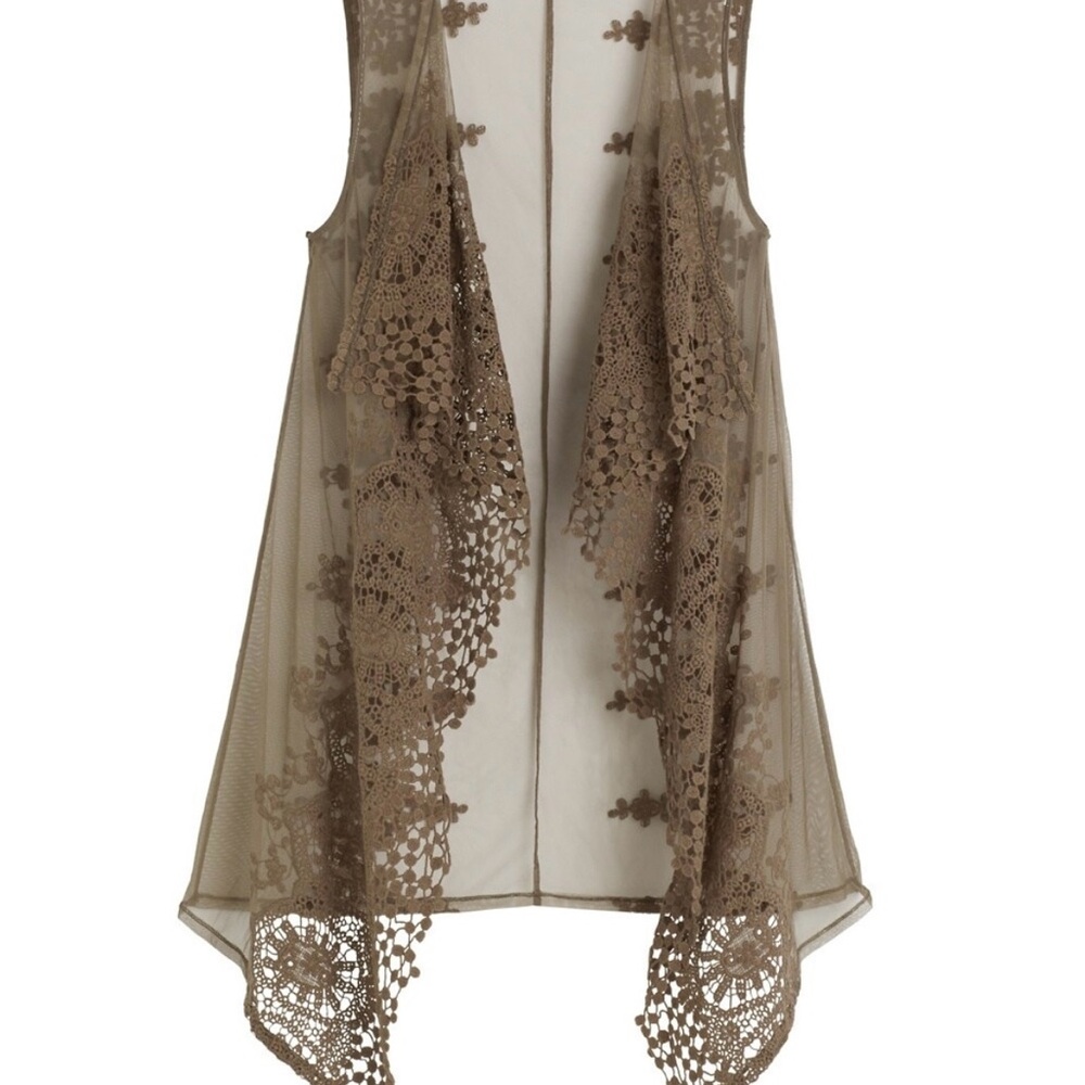 Black label by Chico's Taupe Lace Vest
